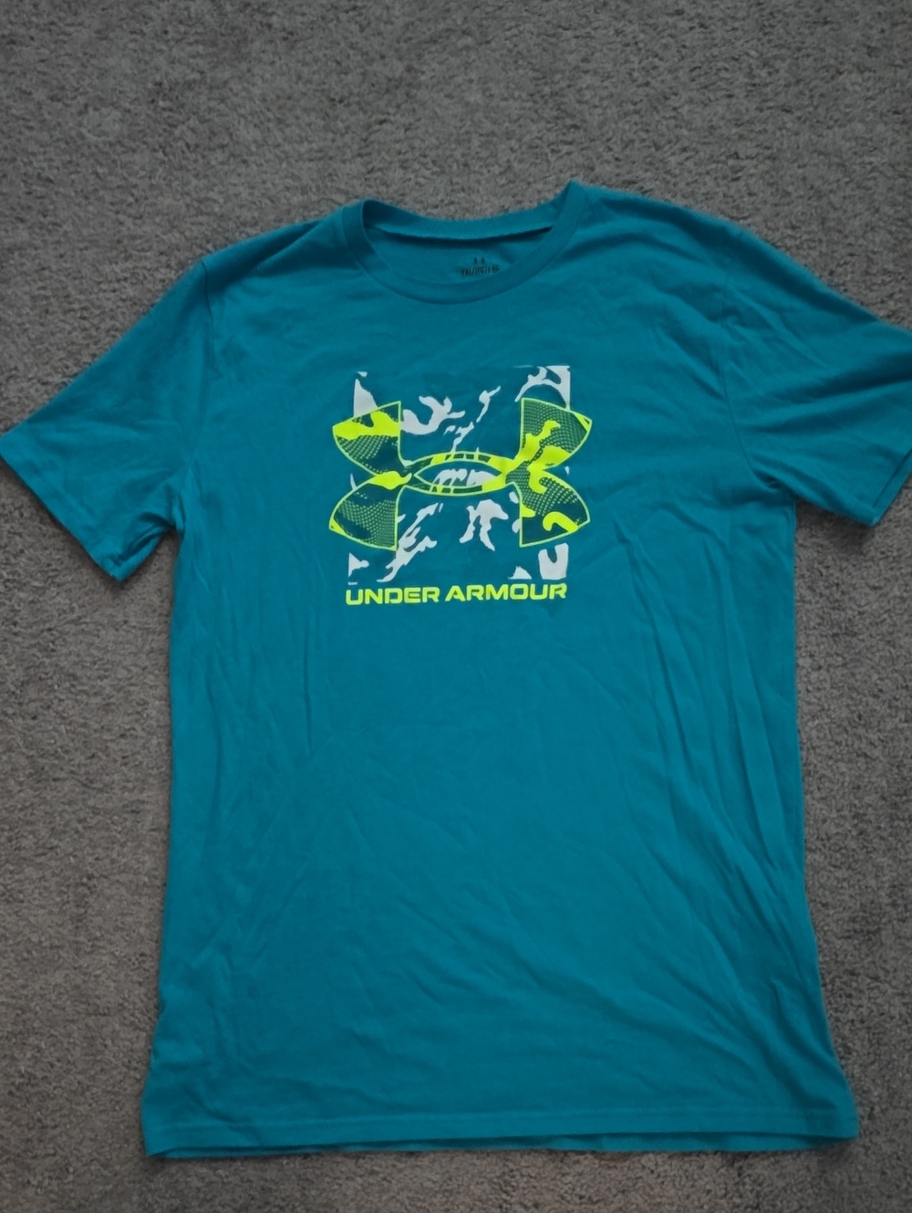 Under Armour Men’s Teal Short-Sleeve Logo Tee with Neon Yellow Graphic